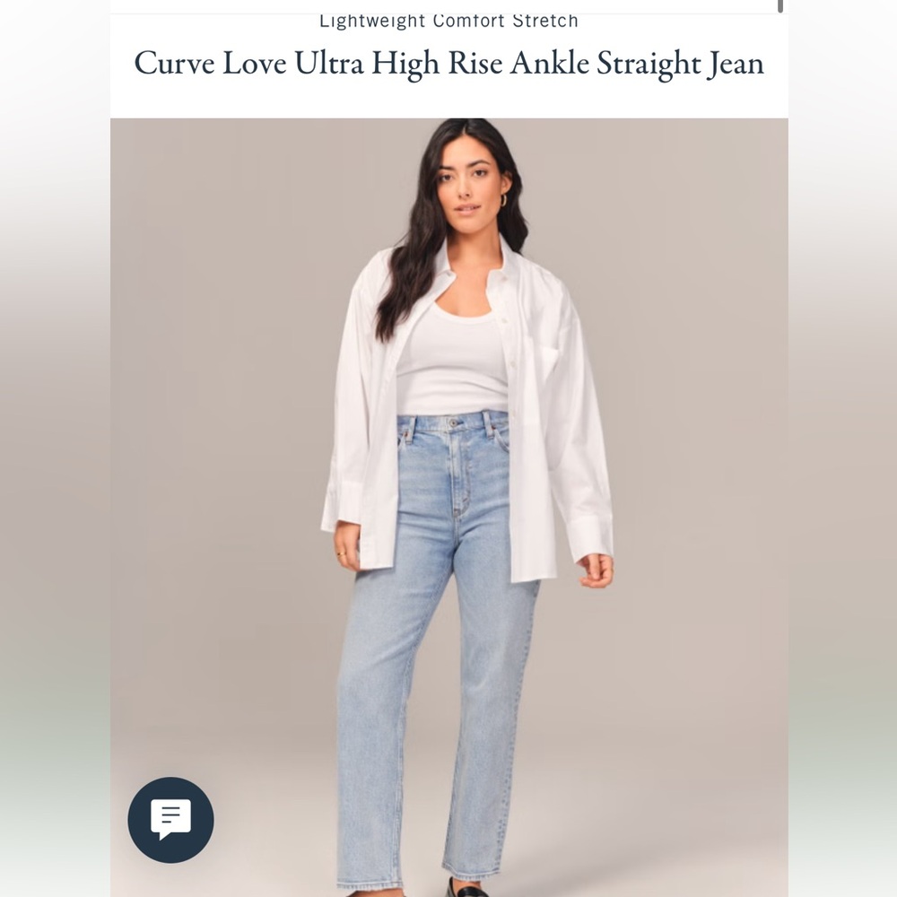 Abercrombie & Fitch Light Wash High Rise Curve Love Ankle Straight Jean- Long**